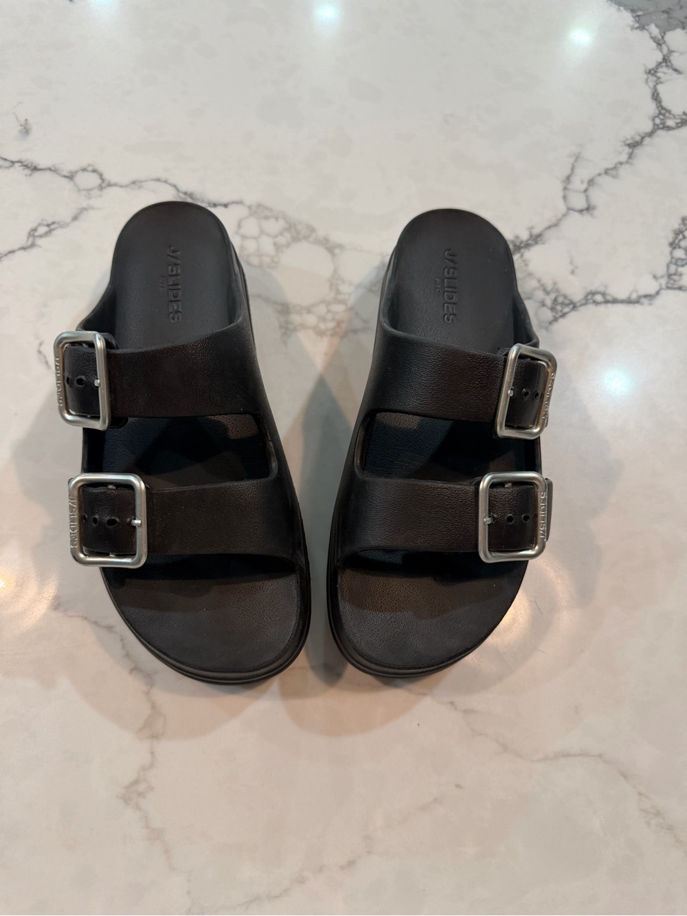 J/Slides Platform Double-Buckle Sandals Black US 7
